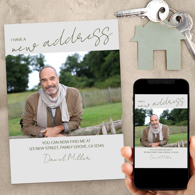 Faire-part Nouvelle photo d'adresse avec déplacement de scrip (Créateur téléchargé)