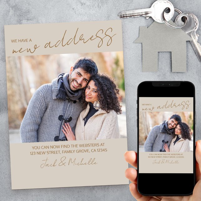 Faire-part Nouvelle photo d'adresse et déplacement de script  (Créateur téléchargé)