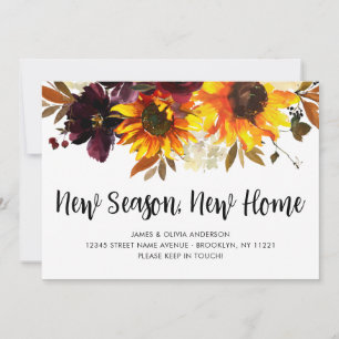 Faire-part Nouvelle saison Nouvelle maison Automne Tournesol