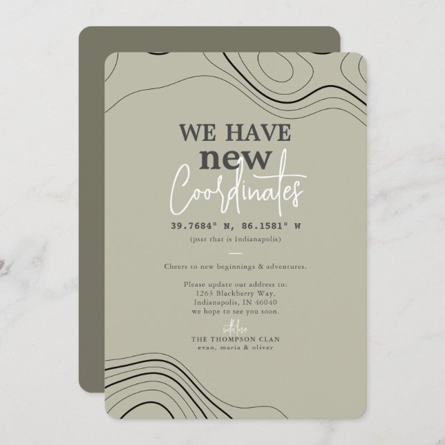 Faire-part Nouvelles coordonnées modernes Green Moving (Devant / Derrière)