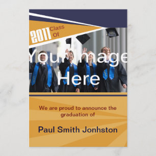 Faire-part Obtention du diplôme bleue et orange