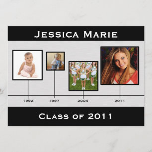 Faire-part Obtention du diplôme noire et grise Inviation de