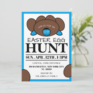 Faire-part Oeuf de tortue bleue, chasse aux oeufs de Pâques