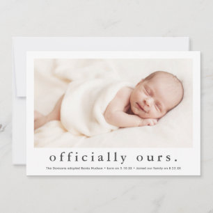 Faire-part Officiellement à Nous Adoption Minimaliste Photo