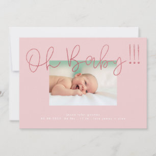 Faire-part Oh Baby Blush Rose Foil moderne Funky Fun Baby