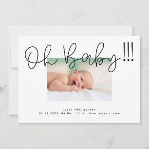 Faire-part Oh Baby noir sur blanc moderne Funky Fun Baby