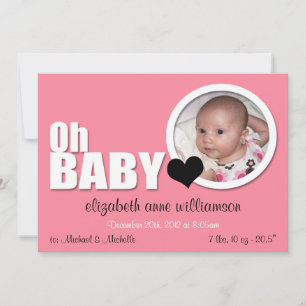 Faire-part Oh Bébé, moderne rose photo Annonces de naissance