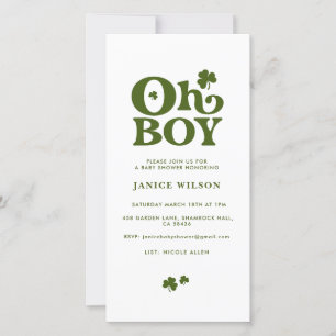 Faire-part Oh Boy St. Patrick's Day Baby shower Digital Evite