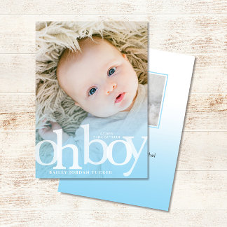 Faire-part OH GARÇON couverture bleue Photo moderne Naissance