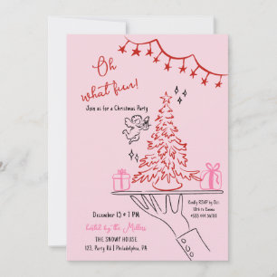 Faire-part Oh, quel plaisir Noël Cocktail Party main dessiné