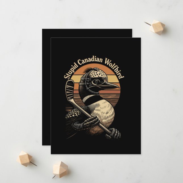 Faire-part Oiseau loup canadien stupide (Devant/Arrière en situation)