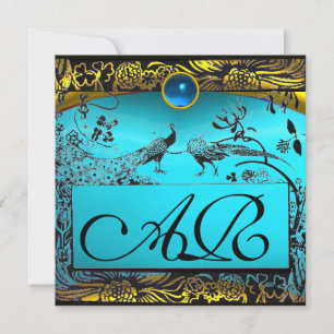 Faire-part OISEAUX AMOUREUX MONOGRAMME mariage noir jaune tur
