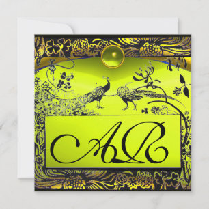 Faire-part OISEAUX AMOUREUX MONOGRAMME MARIAGE noir topaze ja