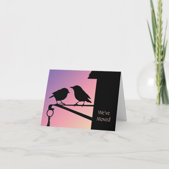 Faire-part Oiseaux du coucher du soleil Changement d'adresse (Devant)