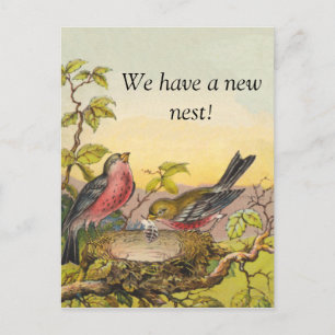 Faire-part Oiseaux nicheurs Carte postale Nouvelle Adresse