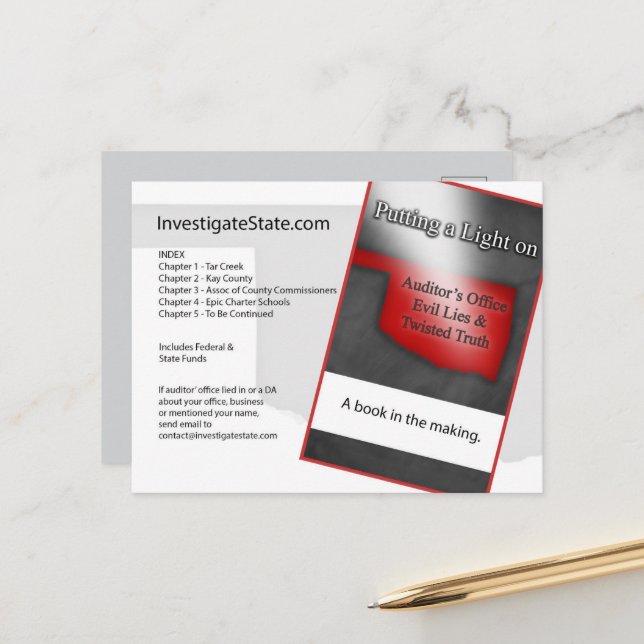 Faire-part Oklahoma carte postale politique (Devant/Arrière en situation)