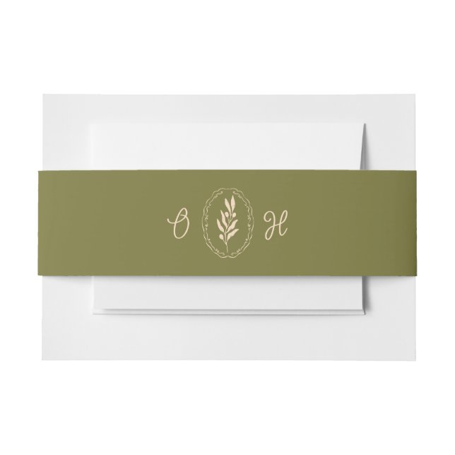 Faire-part Olive Verte Élégant Bandeau de Mariage Tuscan (Devant Example)