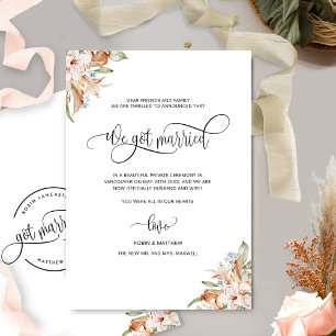 Faire-part On s'est mariés, des fleurs, des Mariages mariés