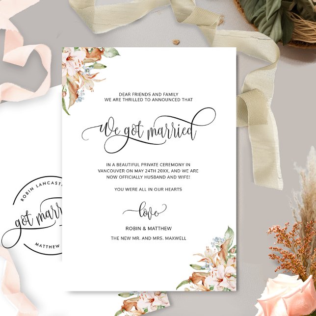 Faire-part On s'est mariés, des fleurs, des Mariages mariés (Créateur téléchargé)