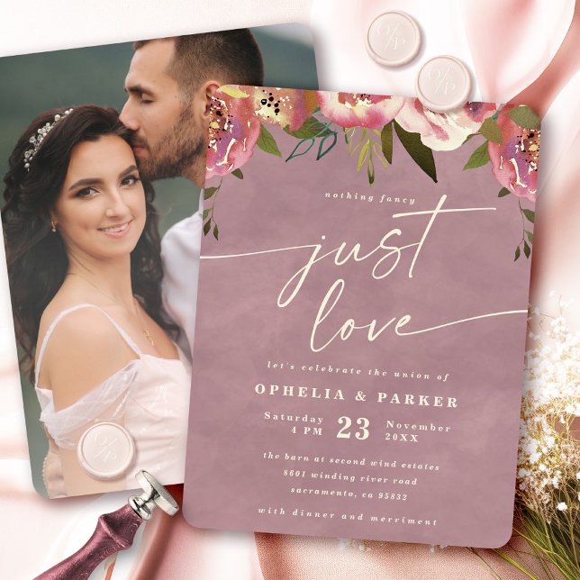 Faire-part Ophelia Floral Nothing Fancy Just Love Mariage (Say "I DO" to Romantic Watercolor Florals and a Cottagecore Vibe with the Ophelia Wedding Suite.)