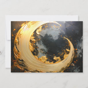 Faire-part Or noir Abstrait Tourbillon Moderne Lune