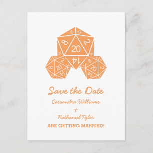 Faire-part Orange D20 dés Enregistrer la date Carte postale