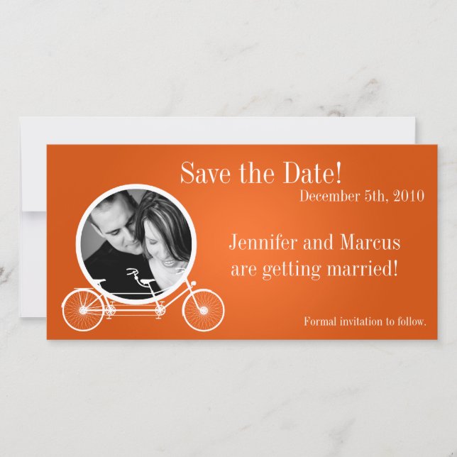 faire-part orange double Fiançailles 4x8 (Devant)