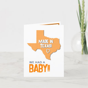 Faire-part Orange Herringbone Fabriqué au Texas Photo Baby