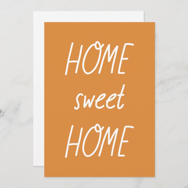 Faire-part Orange Tangerine Script Home Sweet Home Moving (Devant / Derrière)