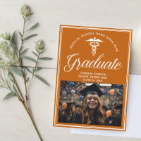 Orange White Médicale School Photo Graduation