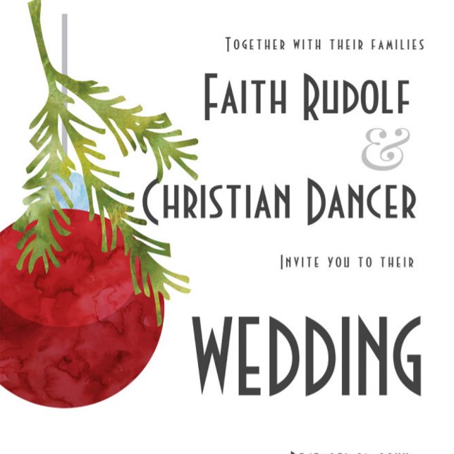 Faire-part Ornement de Noël Rouge, Moderne Mariage (Créateur téléchargé)