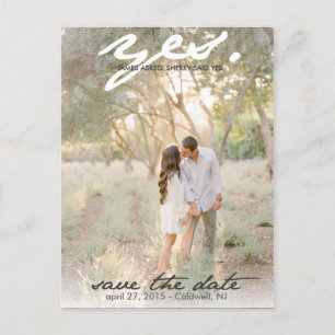 Faire-part Oui. Carte postale Enregistrez la date