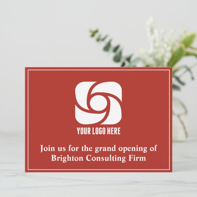 Faire-part Ouverture solennelle de l'entreprise avec logo per (Debout devant)