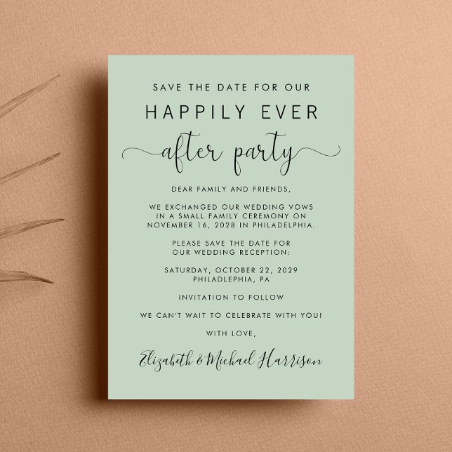 Faire-part Page de réception du mariage Enregistrer la date (A chic save the date announcement for a reception to celebrate your elopement or private wedding)
