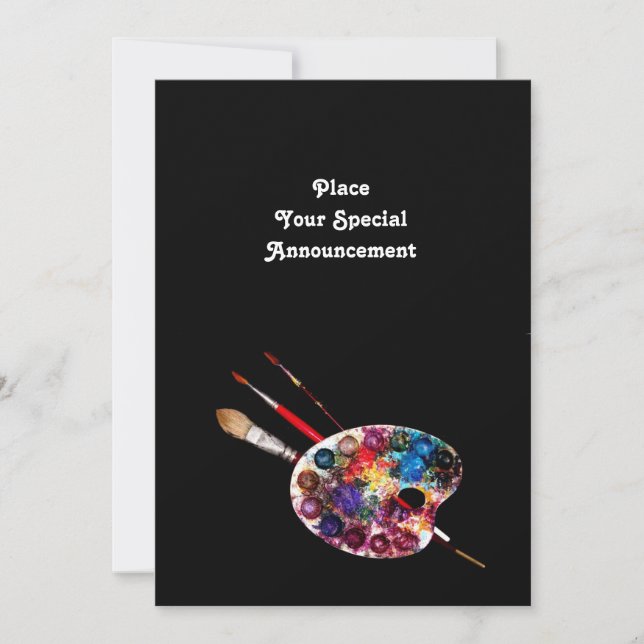 FAIRE-PART PALETTE D'ART DE COULEUR ARTISTE MONTRER LA GALERI (Devant)