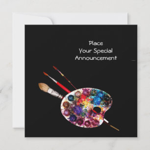 FAIRE-PART PALETTE D'ART DE COULEUR ARTISTE MONTRER LA GALERI