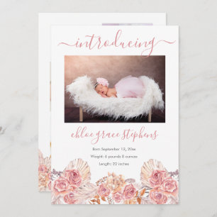 Faire-part Pampas Grass Girl 4 Photo Collage Naissance