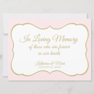 Faire-part Panneau de mariage en souvenir aimant or et rose