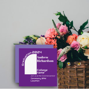 Faire-part Papier blanc violet graduation de l'arc
