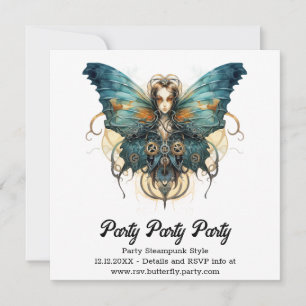 Faire-part Papillon de l'amiral Azur Mariage Steampunk