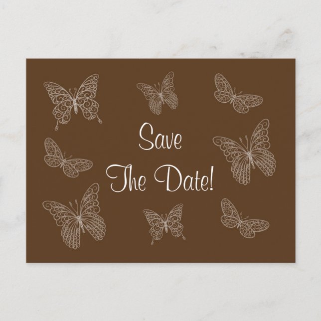 Faire-part Papillon Filigree Enregistrer la carte postale Dat (Devant)