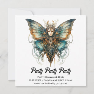 Faire-part Papillon Paon Steelswift Mariage Steampunk