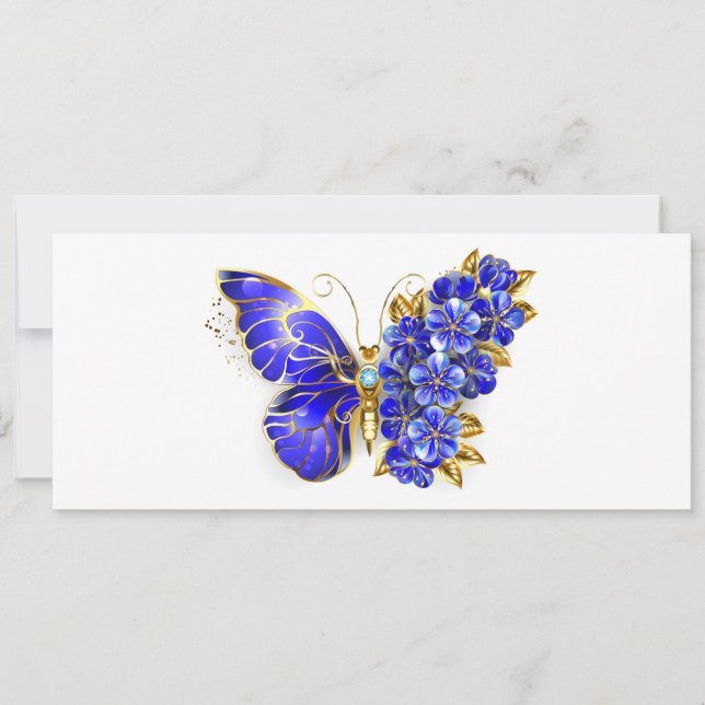 Faire-part Papillon Saphir Fleur (Devant)