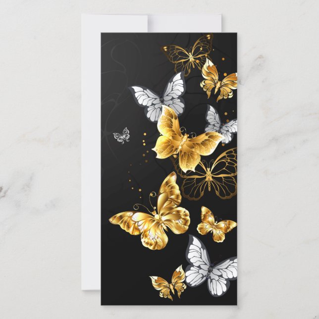 Faire-part Papillons dorés et blancs (Devant)
