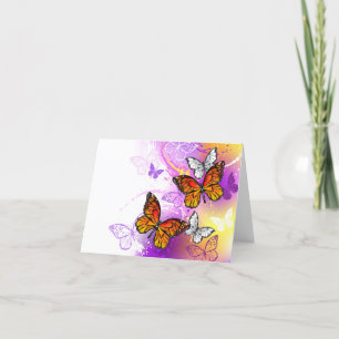 Faire-part Papillons monarques sur fond violet