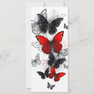 Faire-part Papillons noirs et rouges volants