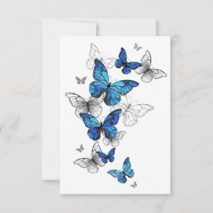 Faire-part Papillons Volants Bleus Morpho