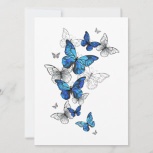Faire-part Papillons volants bleus Morpho