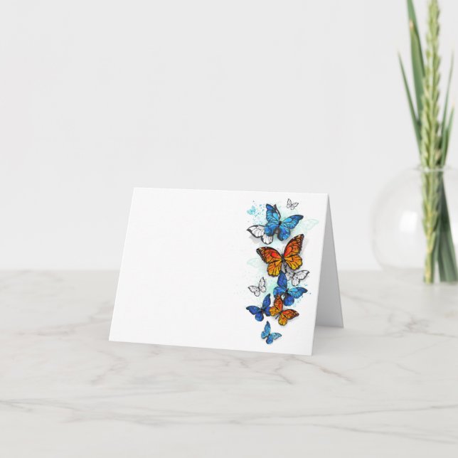 Faire-part Papillons volants Morpho et Monarch (Devant)