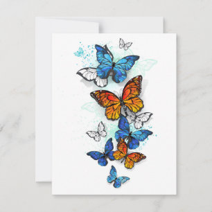 Faire-part Papillons volants Morpho et Monarch